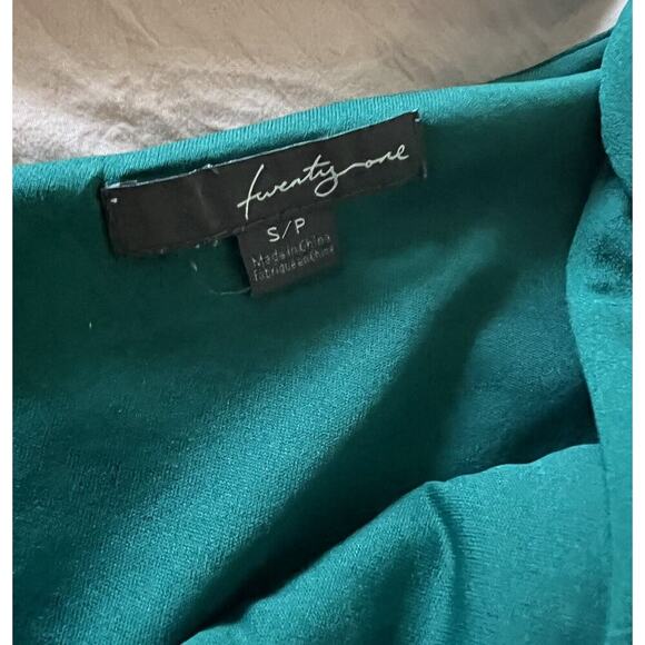 Twenty One Green Teal Ruffled One Shoulder Cocktail Dress Small - Picture 2 of 2